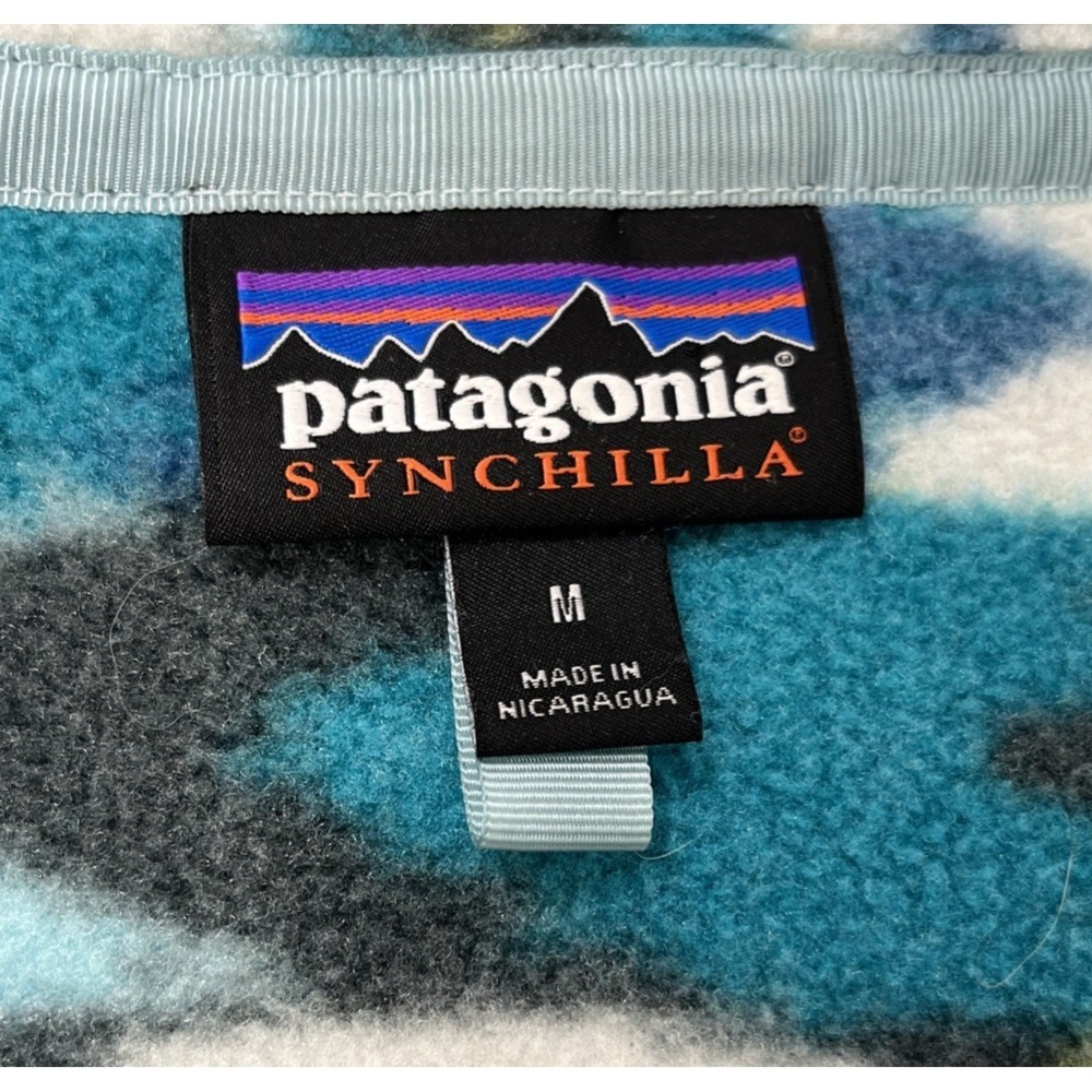 Patagonia Synchilla Women's Size M Snap-T Pullover Jacket Trout Tales Elwha Blue - Picture 11 of 12